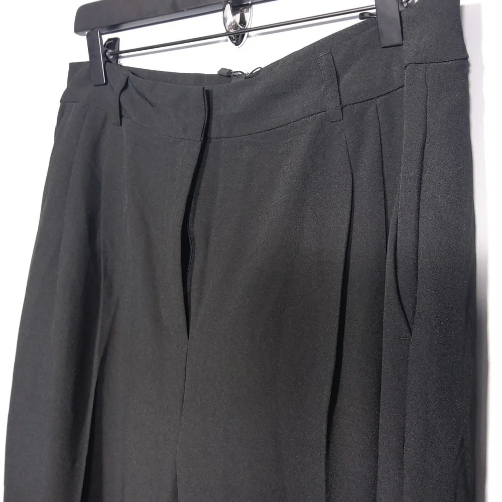 Shinestar Woven Pleated Boyfriend Black Trouser Pants